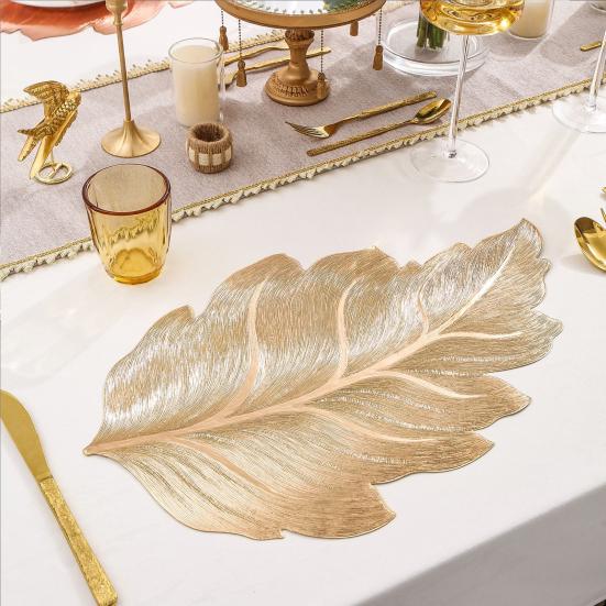 Heat Resistant Placemat Leaf PVC Table Mat for Dining Anti-scald Water Cup Coaster for Home Kitchen Restaurant