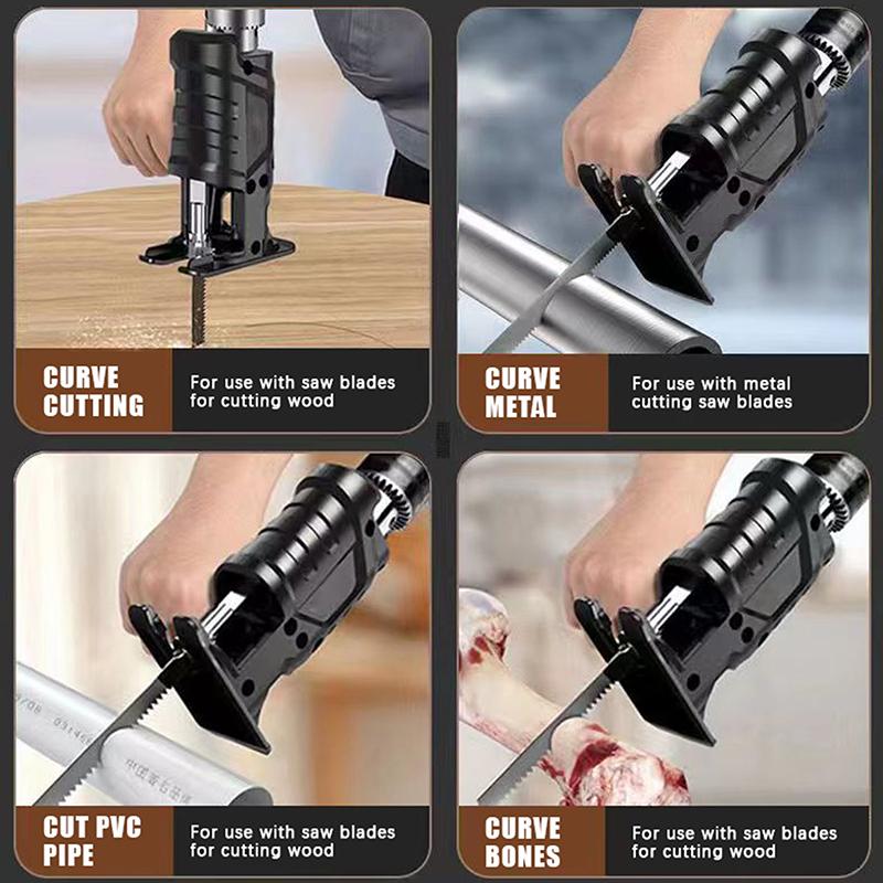 Multifunctional Reciprocating Saw Adapter Drill to Saw Converter for Wood Metal Plastic Cutting Handyman Daily Use