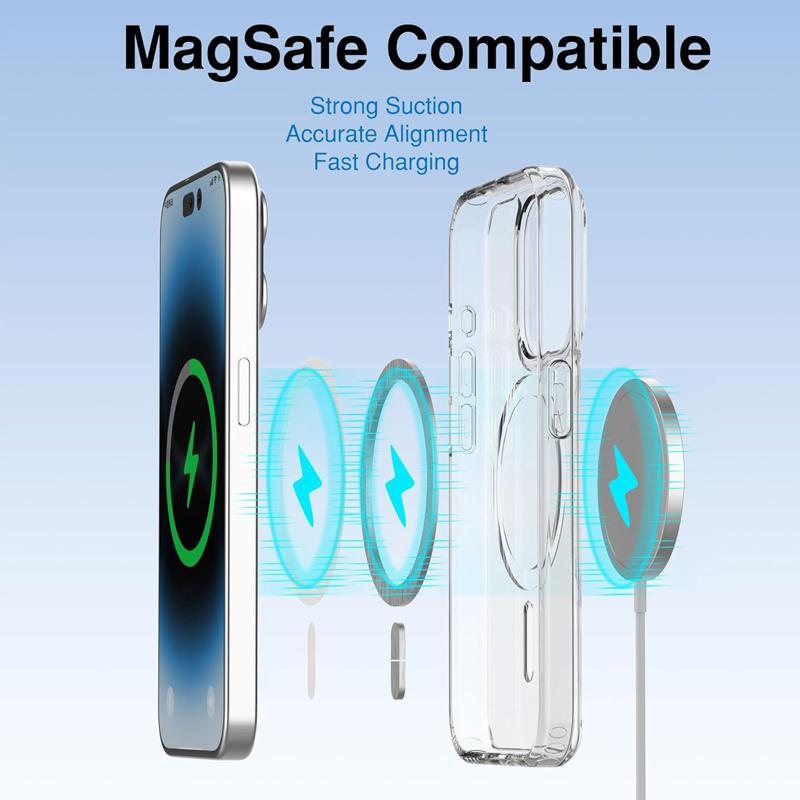 Magnetic Clear Case For  iPhone 16 15 14 13 11 12 Pro Max Plus XS Max XR 7 8 SE2 Wireless Charging Compatible With Magsafe