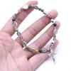 White Bracelet Crucifix Medal-Bracelet Catholic Jewelry Adjustable Crystal Beads