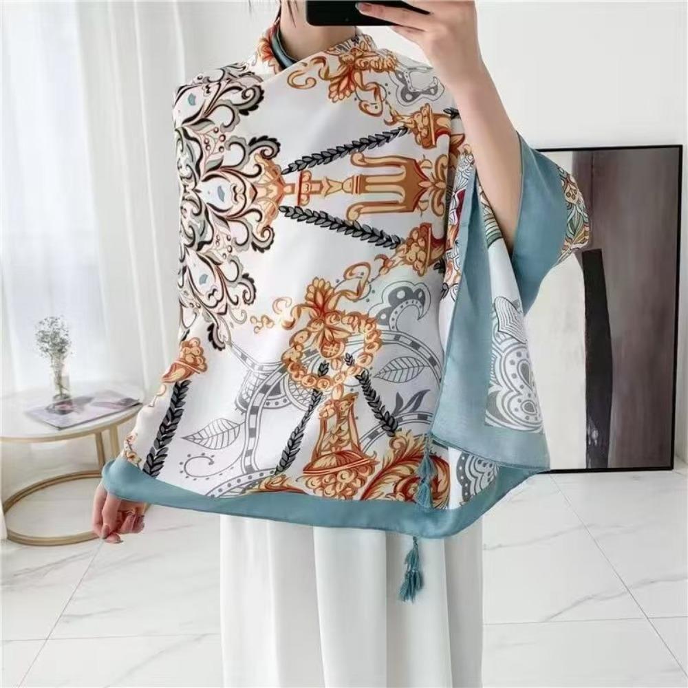 Chaka Salt Lake Great Northwest Tourism Ethnic Style Scarf Silk Scarf Women'S Summer Seaside Beach Shawl Sunscreen Thin