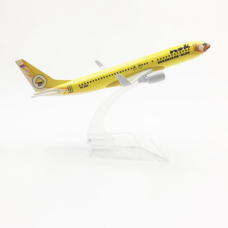16cm B737 Scale Air Thailand Nok Series Aircraft Model Simulation Plane Alloy Metal Aviation Airplane With Landing Gear Display