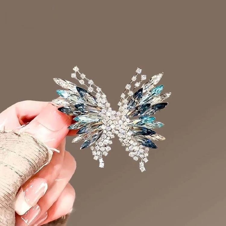 Butterfly Shaped Zircon Crystal Brooch For Formal Outfits Evening Wear Vintage Inspired Elegant Lapel Pin Accessories