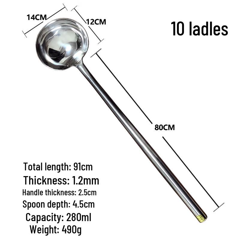 Chef s 201 Stainless Steel Long Handle Stir-fry & Soup Ladle