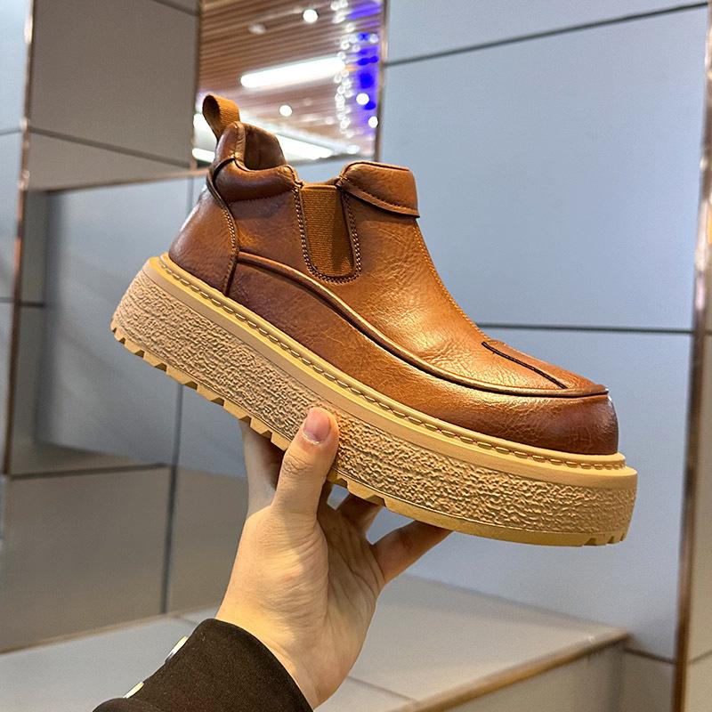 Winter outdoor short boots thick-soled heightening casual Chelsea boots