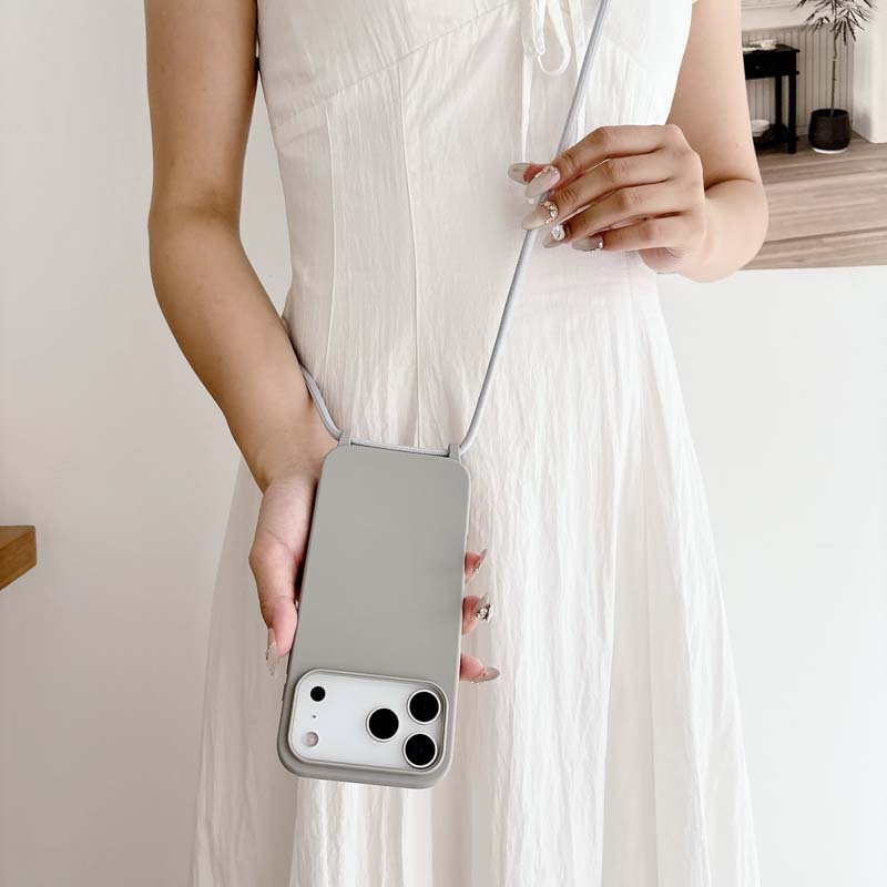 Husă de telefon cu șnur de lux pentru IPhone 17 Air 16 15 14 13 12 Pro Max Plus 16E, Culoare bomboană, Carcasă moale din silicon TPU