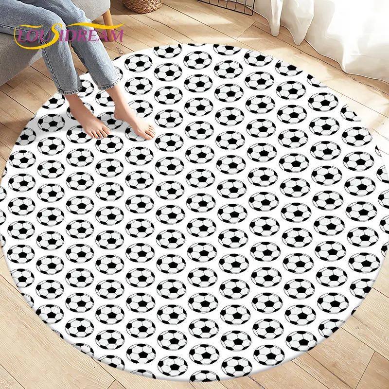 3D Cartoon Soccer Football Circle Area Rug Large,Round Carpet Rug for Living Room Bedroom Sofa Decoration,Kids Play Floor Mat