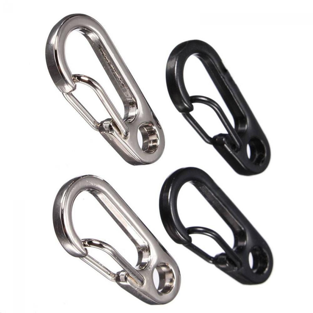 Pair EDC Clip Tool Keyring Spring Buckle Stainless Steel Carabiner Split Ring