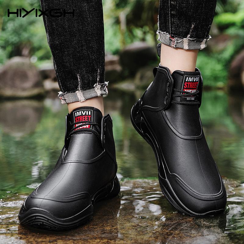 Couple RainBoots Non Slip Fishing Rubber Galoshes Waterproof Garden Work Boots for Women Laced Ankle Rainboot Bota Lluvia Hombre