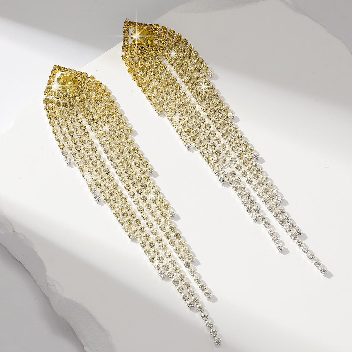 Модные серьги с длинной бахромой в градиентных цветах для женщин - Высококачественные серьги