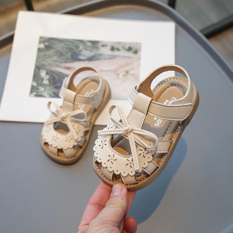 

Summer Baby Girls Sandals Cut-Outs Lace Princess Shoes Children Sandals Anti Slip Soft Sole Toddler Kids Beach Shoes Size 21-30 22 Inner 14.1 cm бежевий
