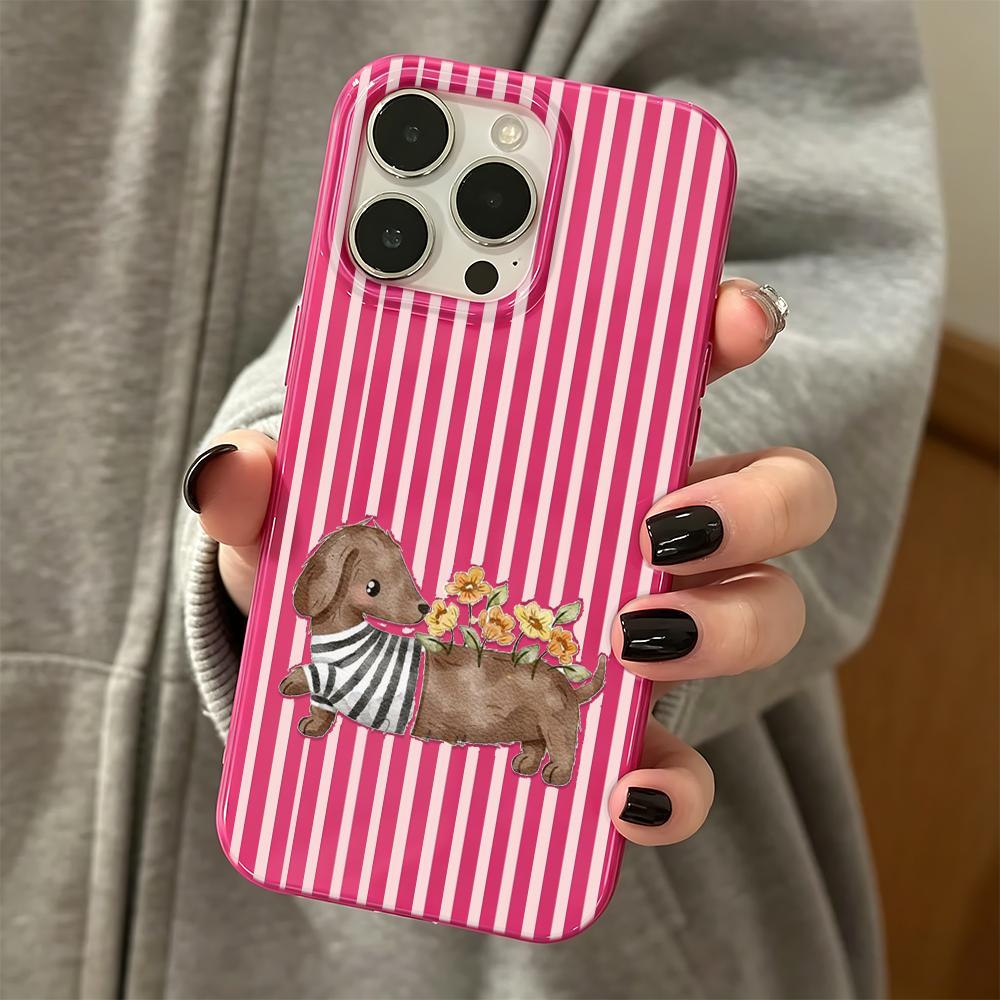 Striped Dachshund Phone Case For Iphone 171615 14 Plus 13 12 11 Pro Max 17Air Funda Mobile Protective Cover Coque