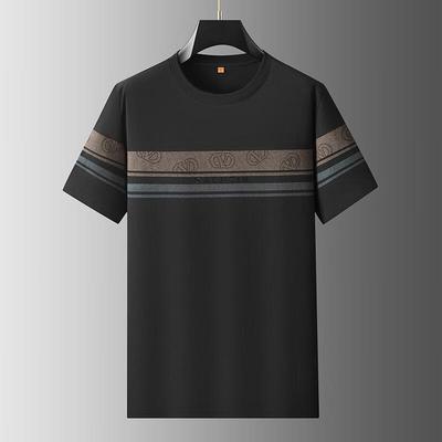 T-shirt a maniche corte girocollo a righe da uomo Dibinze, oversize, puro cotone