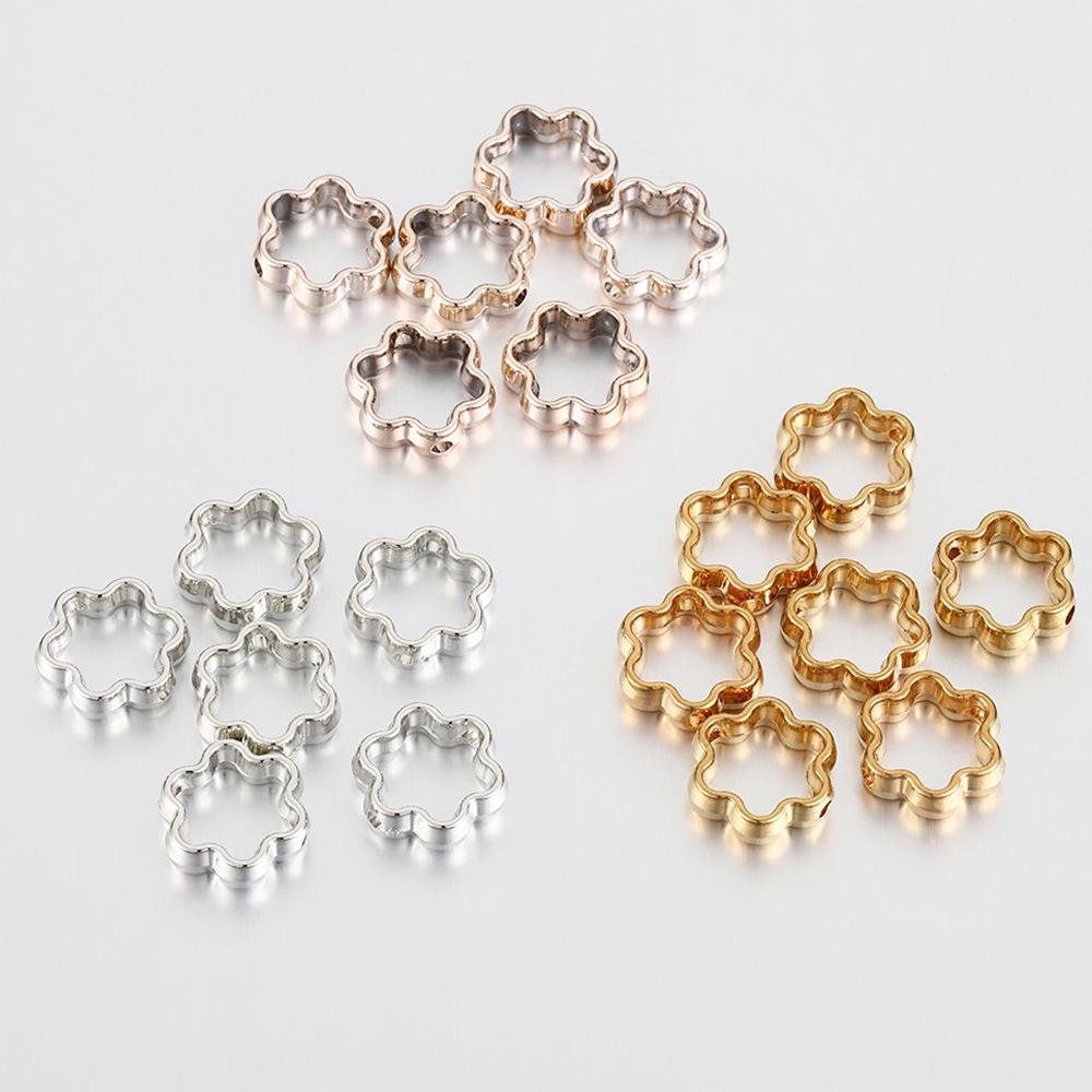 50 Stück Zweiloch CCB Blume Rahmen Abstandshalter Perlen DIY Halskette Armband Ohrringe Verbinder Anhänger Schmuckzubehör