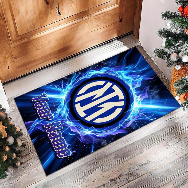 Inter Milan Printed Crystal Velvet Rug Non‑Slip Crystal Velvet Carpet For Sofa Bedroom Indoor Home Decoration