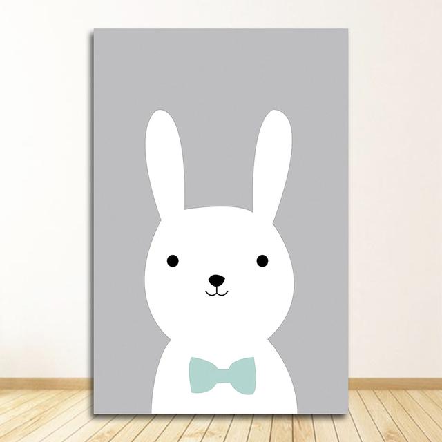Wall Picture Baby Room Decoration Kawaii Bear Rabbit Canvas Art S Woodland Animal Cartoon Nursery Prints Painting