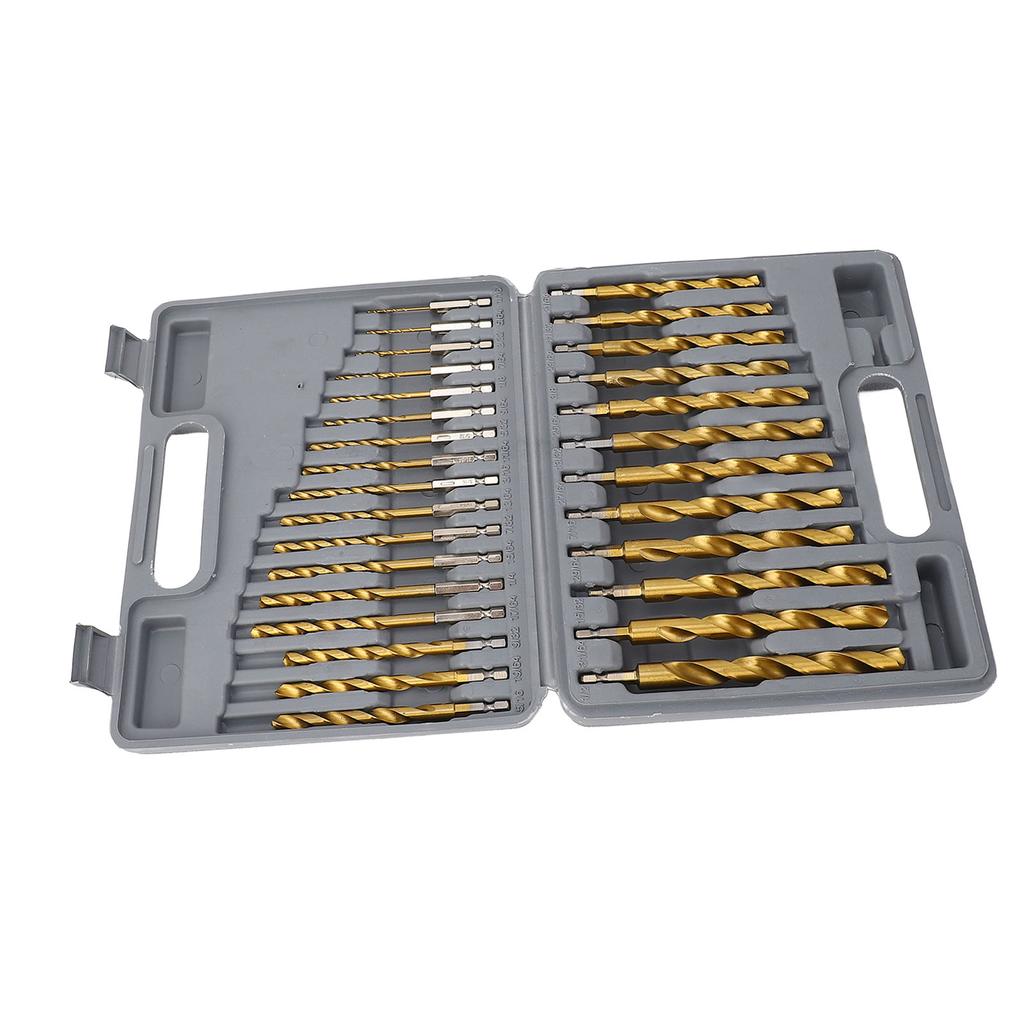 Set de burghie elicoidale cu acoperire Ti HSS 1/4 inch tija hexagonală 5/64 până la 1/2 burghie cu impact cu inele de limitare pentru Wo