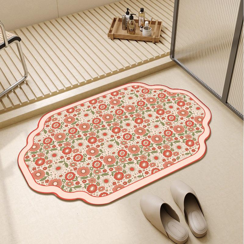 

Современный простой коврик для пола из диатомовой грязи с цветочным рисунком, бытовой, для ванной комнаты, входной, нескользящий, простой в уходе, коврик для пола, туалетный, грязеотталкивающий коврик для пола 40 * 60Cm (diatom mud)