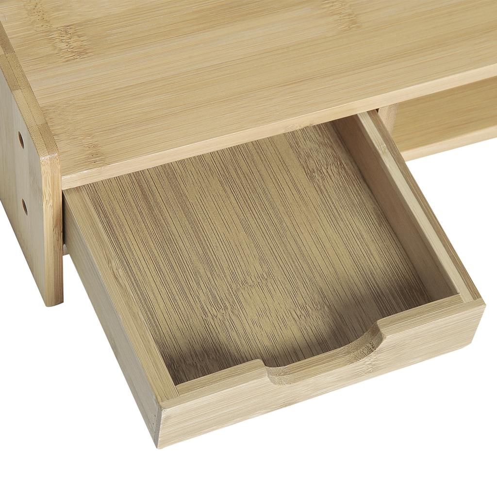 Monitor Riser Laptop PC Plinth Stand TV Computer Desktop Organiser W/ Drawer Bamboo