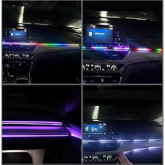 Car Ambient Lights Universal LED Symphony RGB Atmosphere Lamp 64 Colors Acrylic Strip APP Control Remote for Tesla Model 3 Y S X