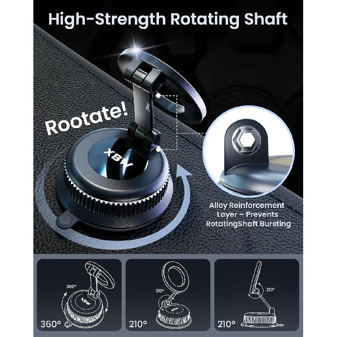 Car Phone Mount with Magnetic Clip for Magsafe & Android Cell Phone