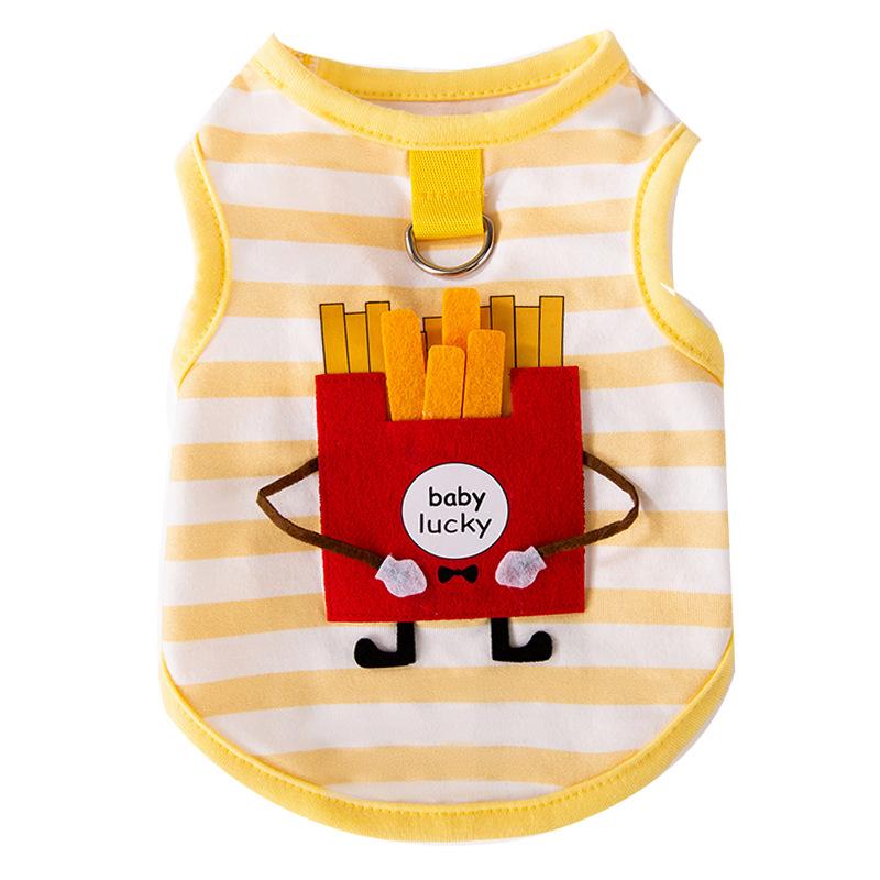 Cat Spring and Summer Thin Breathable Three-dimensional French Fries Backpack Traction Striped Vest Dog Small Dog Pet Clothes