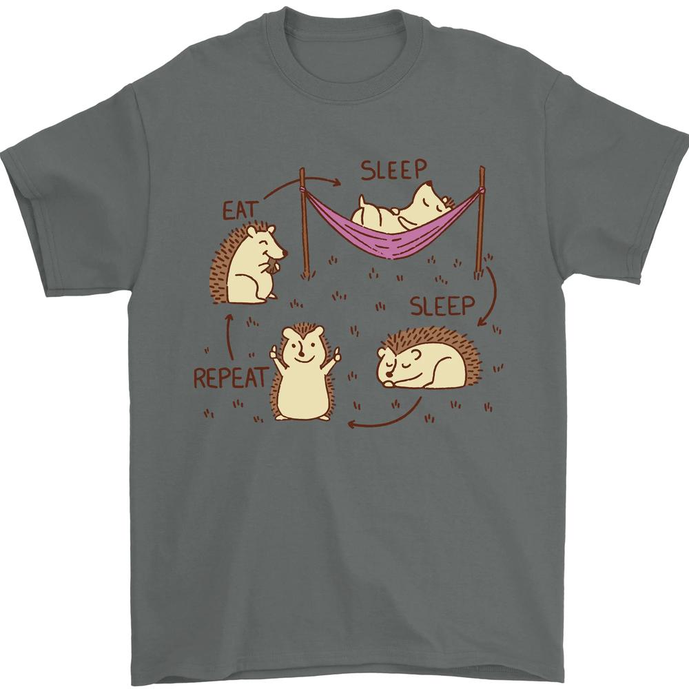 Funny Hedgehog Eat Sleep Repeat Lover Unisexs TShirt 100 Cotton