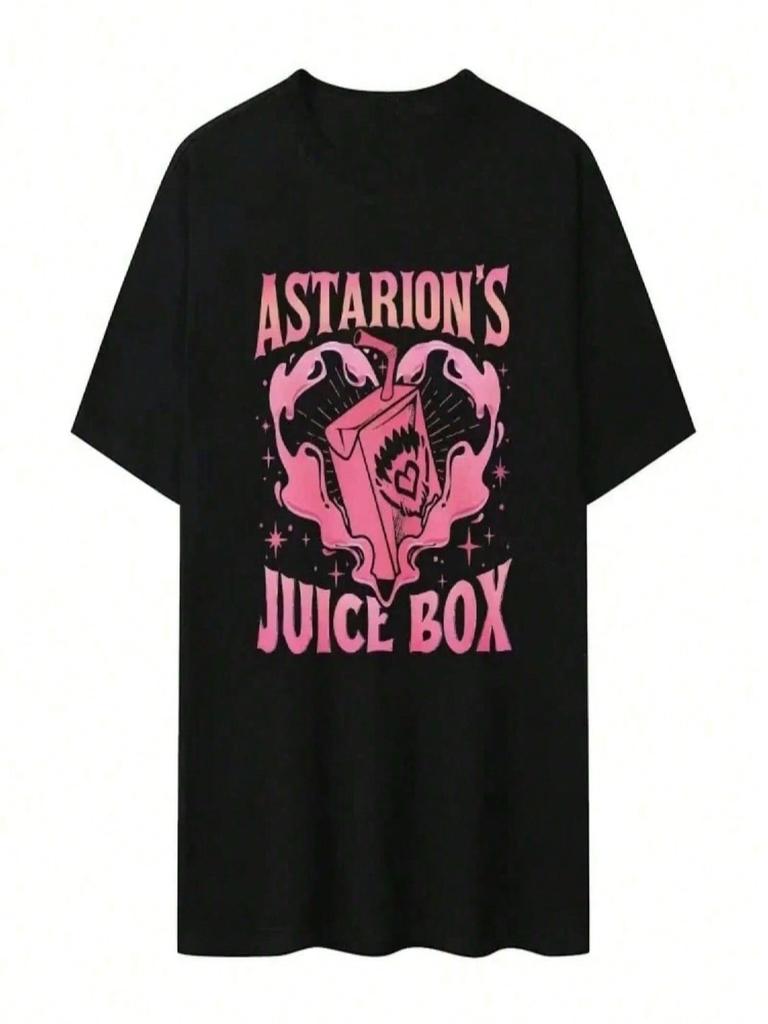 2025 Summer Casual Extra Large T-Shirt Funny Astarion Juice Box Pattern Tshirt Men's Women's Retro Fashion Aesthetic Tshirt