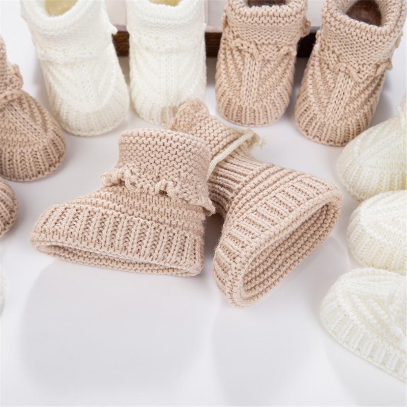 Handmade Baby Booties Warm Knit First Walkers Shoes Elegant Knit Baby Booties Easy Carry Shoes for Toddlers & Infants
