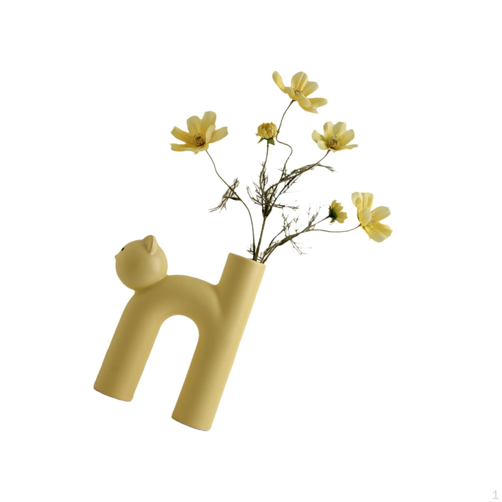 

Ceramic Vase Modern Flower Cat Shaped Table Centerpiece Creative Decorative for жовтий