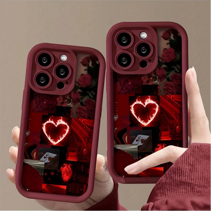 Heart pattern embossed graphic phone case for iPhone 15 14 13 12 11 x XR Xs SE2 SE 8 7 plus pro Max mini silicone back cover
