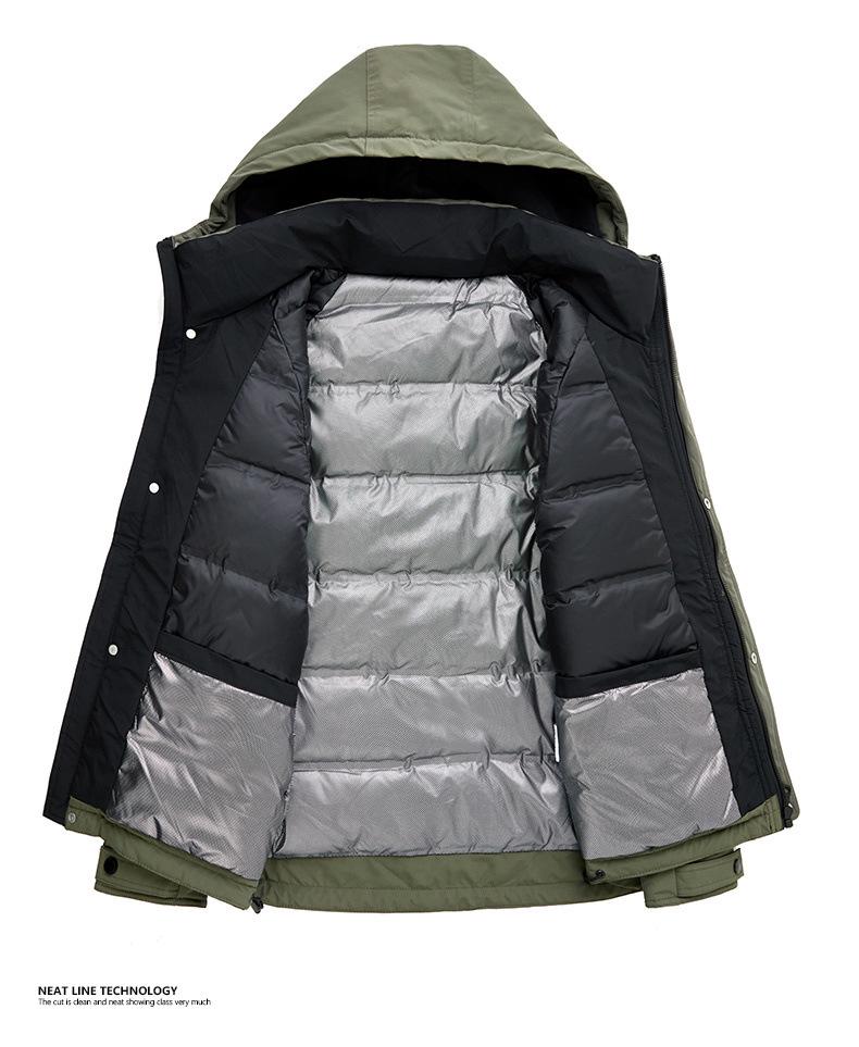 Men's White Duck Down Winter Jacket - Hooded, Windproof, Warm, Thickened, Couple Style