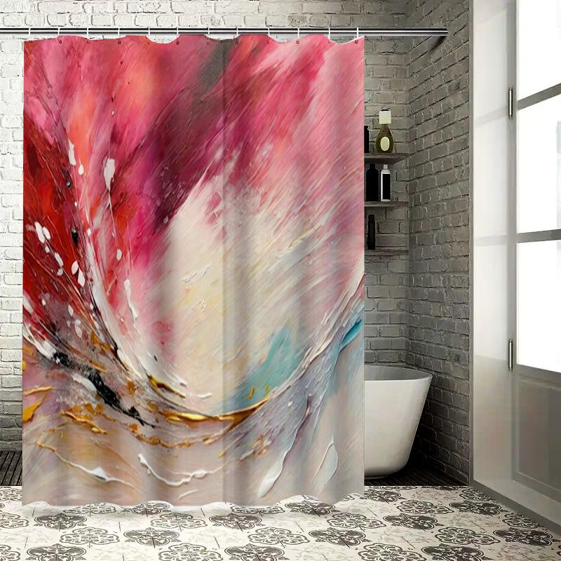 

Abstract Art Shower Curtain Watercolor Floral Design Bathroom Decor Waterproof Fabric Pink Blue White Colorful Print Size 72X84I W60H190(CM)-1 Pcs