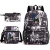 Attack Giant Elementary School Bag Backpack Casual School Bag Three-piece Set