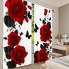 Flat Printing Curtain Red Roses Butterflies Digital Printed Polyester Drapes Family Party Perfect Door Wall Set Of 2 Made Washable