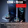 120W Quick Car Charger Dual USB Type C Fast Charging Super Fast Car Phone Adapter with Digital Display For iPhone Samsung Xiaomi