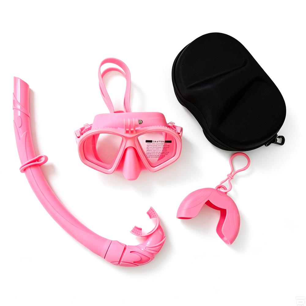 Set Maschera Subacquea e Boccaglio in Silicone, Maschera Snorkeling a Basso Volume Anti-Perdita con Boccaglio con Valvola Dry Top, Accessori Subacquei