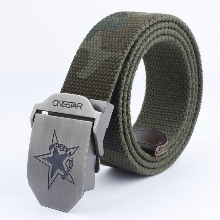 Black Five-Star Canvas Belt Headhunting Black Eagle Men's Automatic Buckle Belt Woven Leisure Good Supply