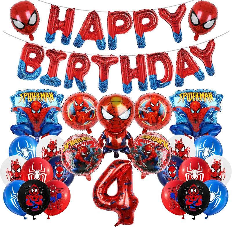 1set Spiderman Balloon Red Spiderman And Friends Aluminum Foil Balloon Baby Shower 1-9 Years Birthday Party Decorations Kids Toy