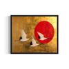 Abstract Bird Flying Animal Poster Raven Crow Hummingbird Red and Gold Canvas Painting Modern Wall Art Living Room Home Decor