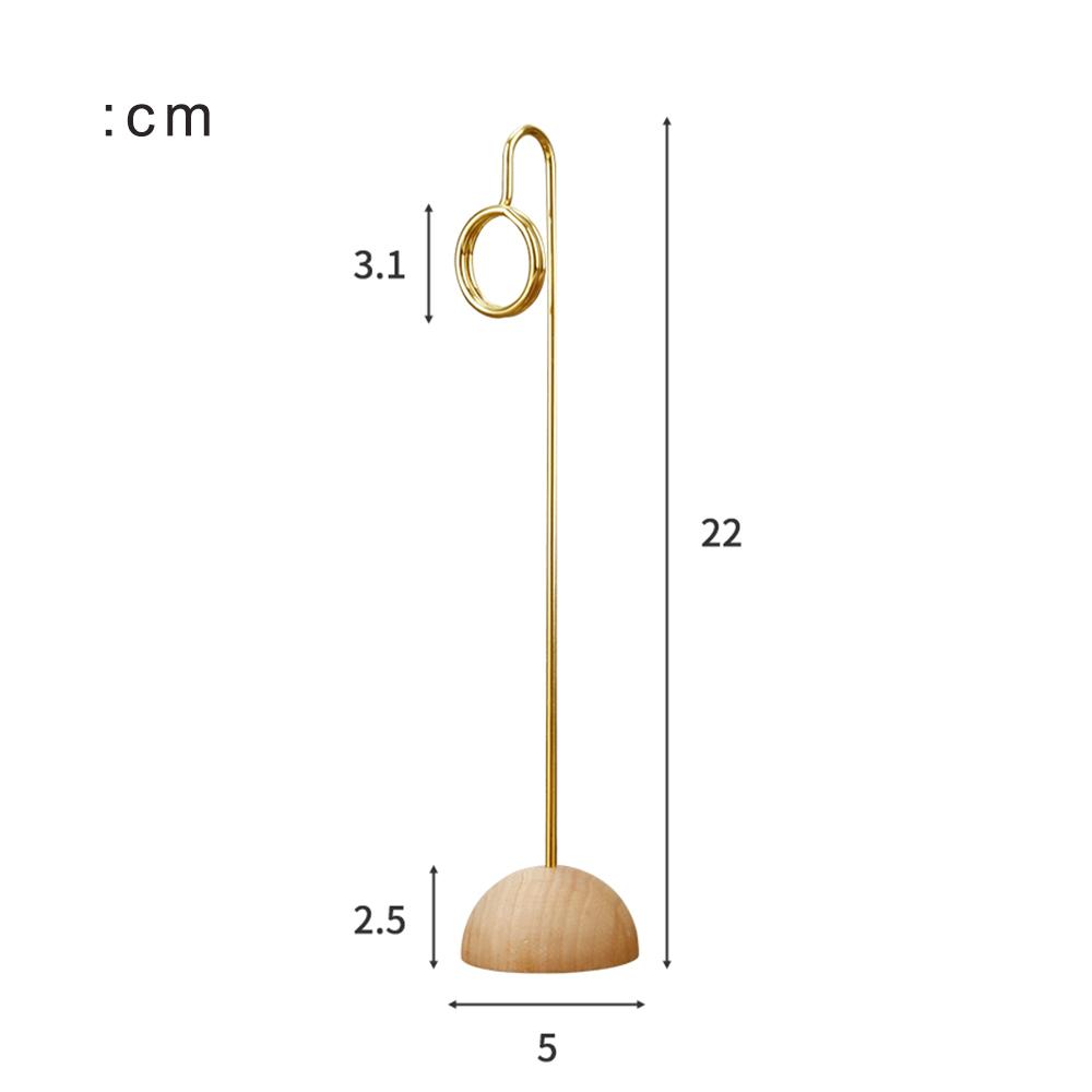 1Pcs Metal Memo Clip with Wooden Base DIY Memo Picture Clip Note Card Desk Paper Clip Holder for Wedding Party Decor