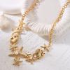 Starfish Shell Imitation Pearl Necklace Summer Beach Vacation Style Accessory Personality Daily Accessory