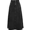 2025 Autumn Leather Patchwork Denim A-Line Skirt