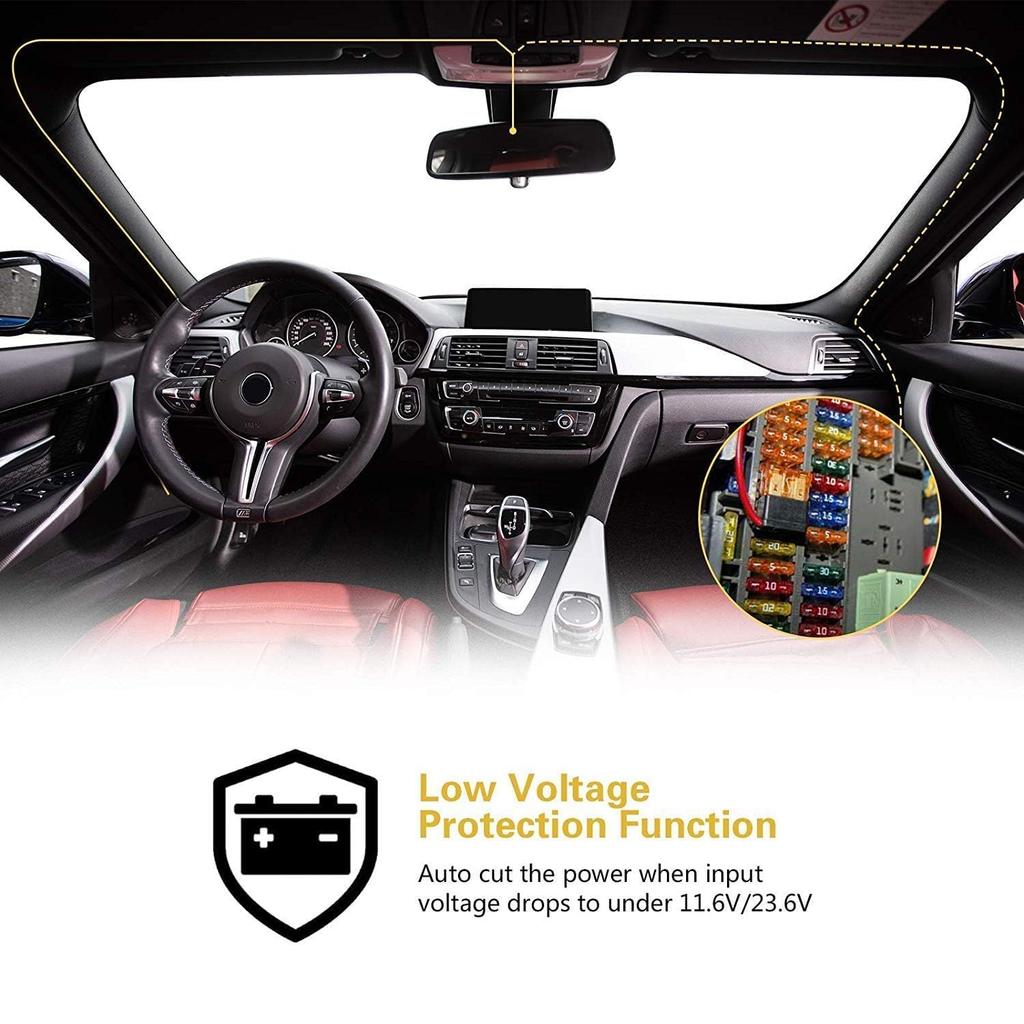 Justech Mini / Mirco USB Power Supply Direct Connection Cord for Car Dash Camera,