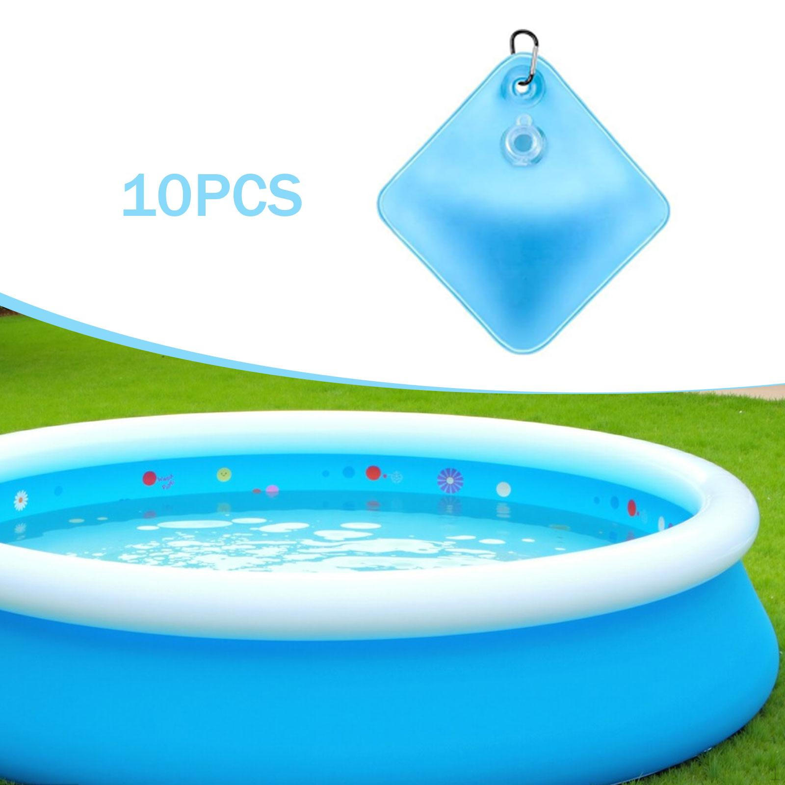 

10 Pack Pool Cover Weights with Hooks, Swimming Hanging Bag Thick PVC Water Bags for