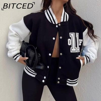 Women's Casual Fashion Printed Hoodie with Thick Top Long Sleeve Baseball Uniform