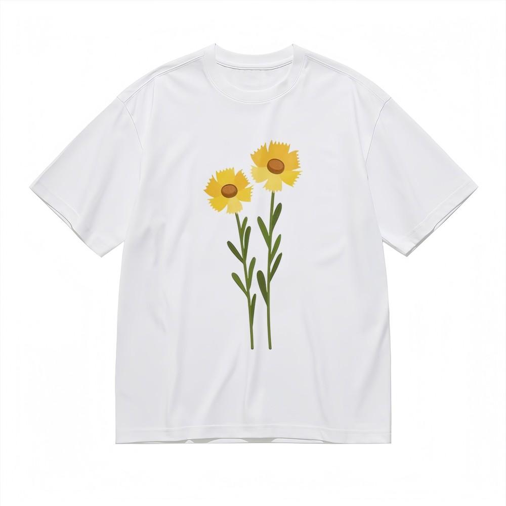 

Women s Comfortable Breathable Classic T-Shirt Minimalist Yellow Floral Tee 2XL
