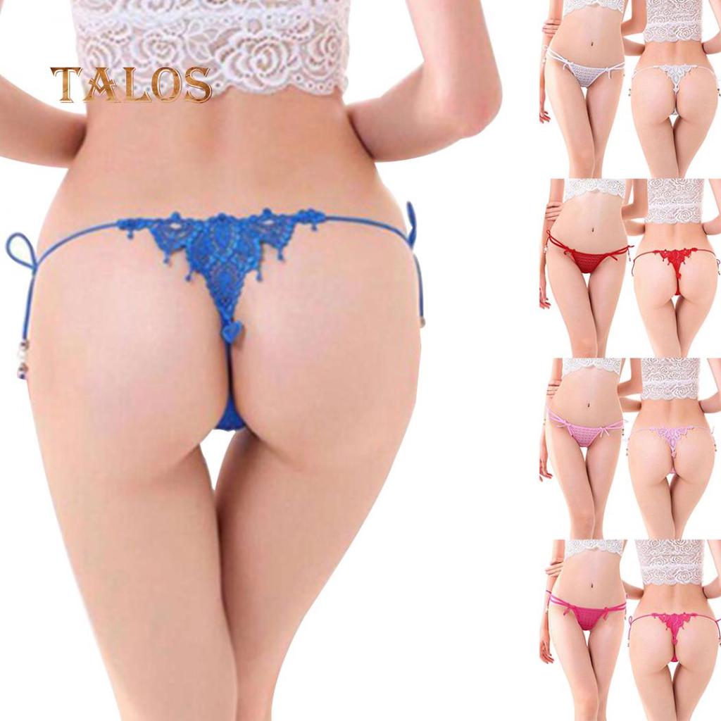Talos Sexy Mašlička Visací Korálek Krajka Duté G-string Pohodlné Spodní prádlo Noční prádlo Dámské Tanga