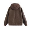 2024 Autumn Women's European & American Style Hooded Faux Leather Long Sleeve Loose Jacket