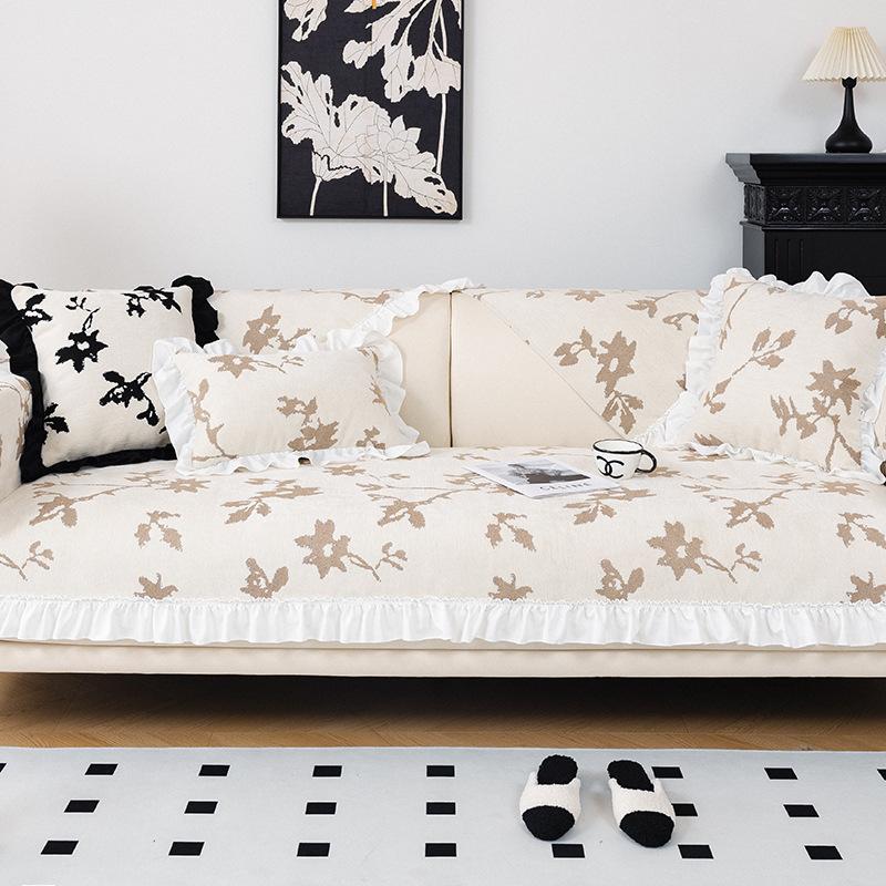 New French Retro Sofa Cushion, Universal Light Luxury In All Seasons, One-Piece Straight-Row Combination Sofa Cover Cover Cloth